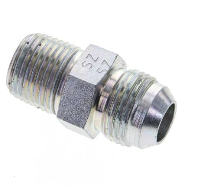 Double nipple NPT 1/2"-UNF 7/8"-14(JIC), Zinc plated steel