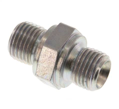 Hydraulic double nipple G 1/4"-G 1/4", Zinc plated steel
