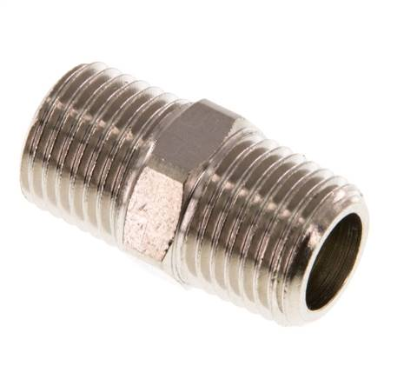 Double nipple R 1/4"-R 1/4", Nickel-plated brass