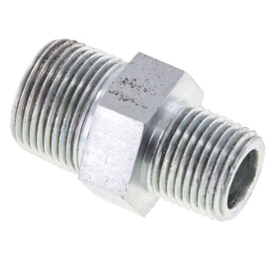 Double nipple NPT 3/4"-NPT 1/2", Zinc plated steel