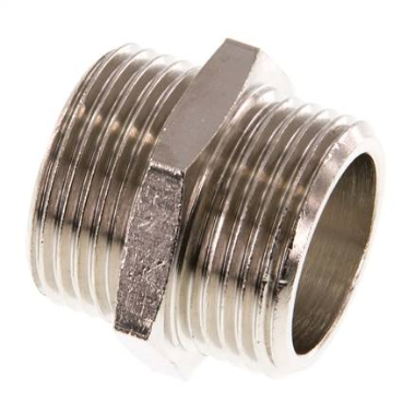 Double nipple G 3/4"-G 3/4", Nickel-plated brass