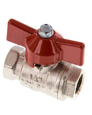 Brass ball valve, short, G 1/4", -0,9 to 50 bar, full throughway