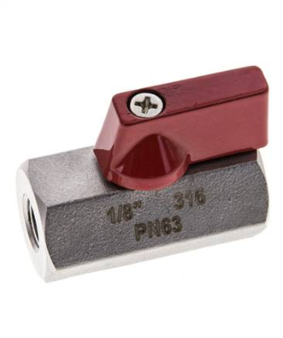 Stainless steel mini ball valve, G 1/8" Female thread, PN 63
