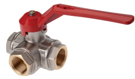 3-way ball valve, brass, L-borehole, G 3/4", -0,9 to 50bar