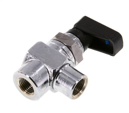 Brass mini angle ball valve, G 1/8", PN 20, switching panel nut.