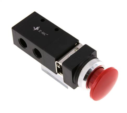 3/2-way (NC/NO) Mushroom button-valve, red, G 1/4"