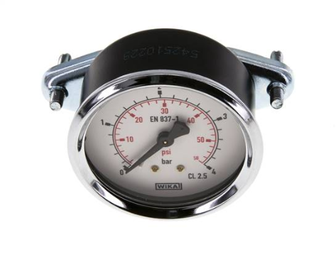 Built-in pressure gauge, 3-corner front ring, 63mm, 0 to 4 bar