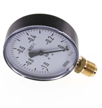 Pressure gauge, vertical, 100mm, -1 to 0 bar