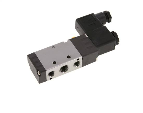 5/2-way solenoid valve, G 1/4", spring return, 24 V DC