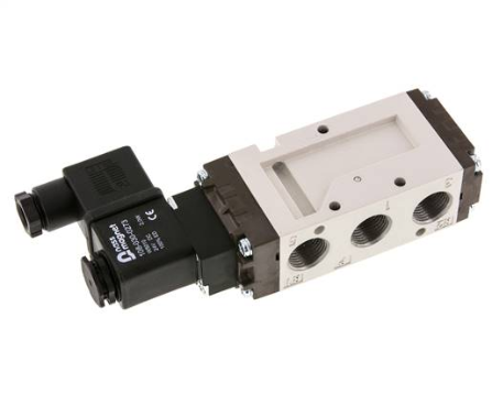 5/2-way solenoid valve, G 3/8", spring return, 24 V DC