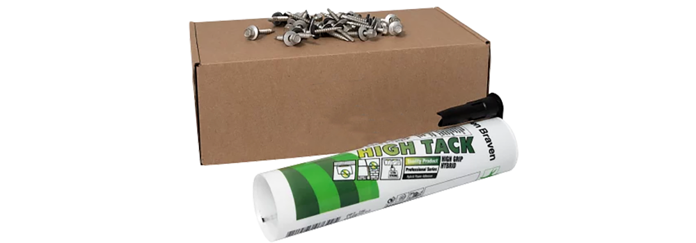 Montageset t.b.v. dakdoorvoeren: 1x Hybrifix Zwart + 25 x Hi-lo 38 SUS