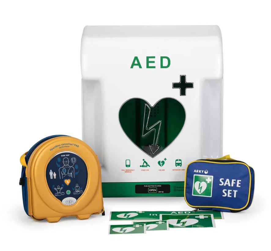 AED Pakket: Heartsine Samaritan PAD 350P DE met ARKY Core Classic buitenkast