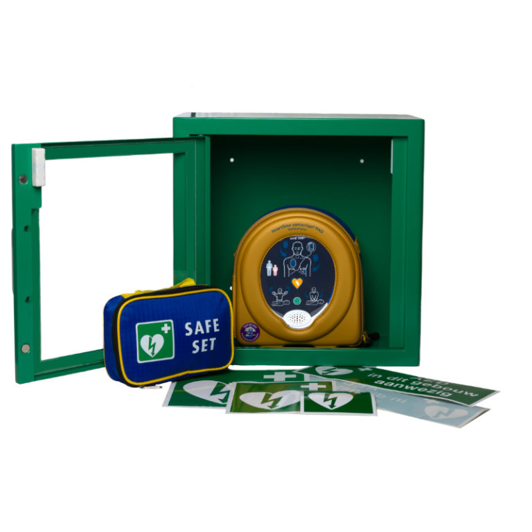 AED Pakket: Heartsine Samaritan PAD 350P DK met groene binnenkast
