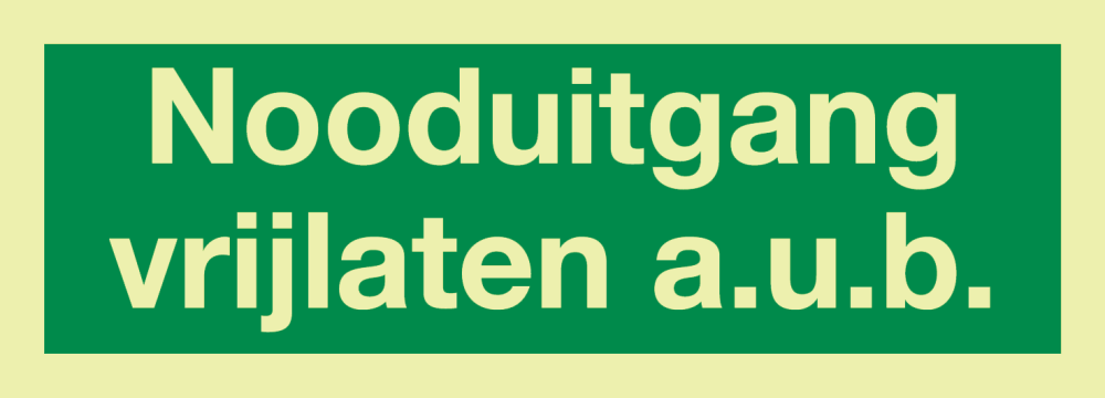 Pictogram sticker fotoluminicerend nooduitgang vrijlaten 25x9cm