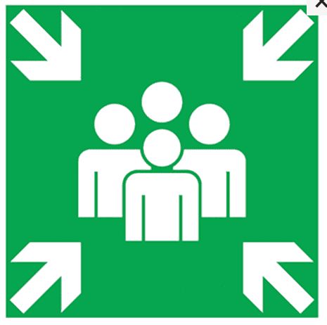 Verzamelplaats aluminium bord, 600 x 600 mm, incl. bevestigingsmateriaal voor muur