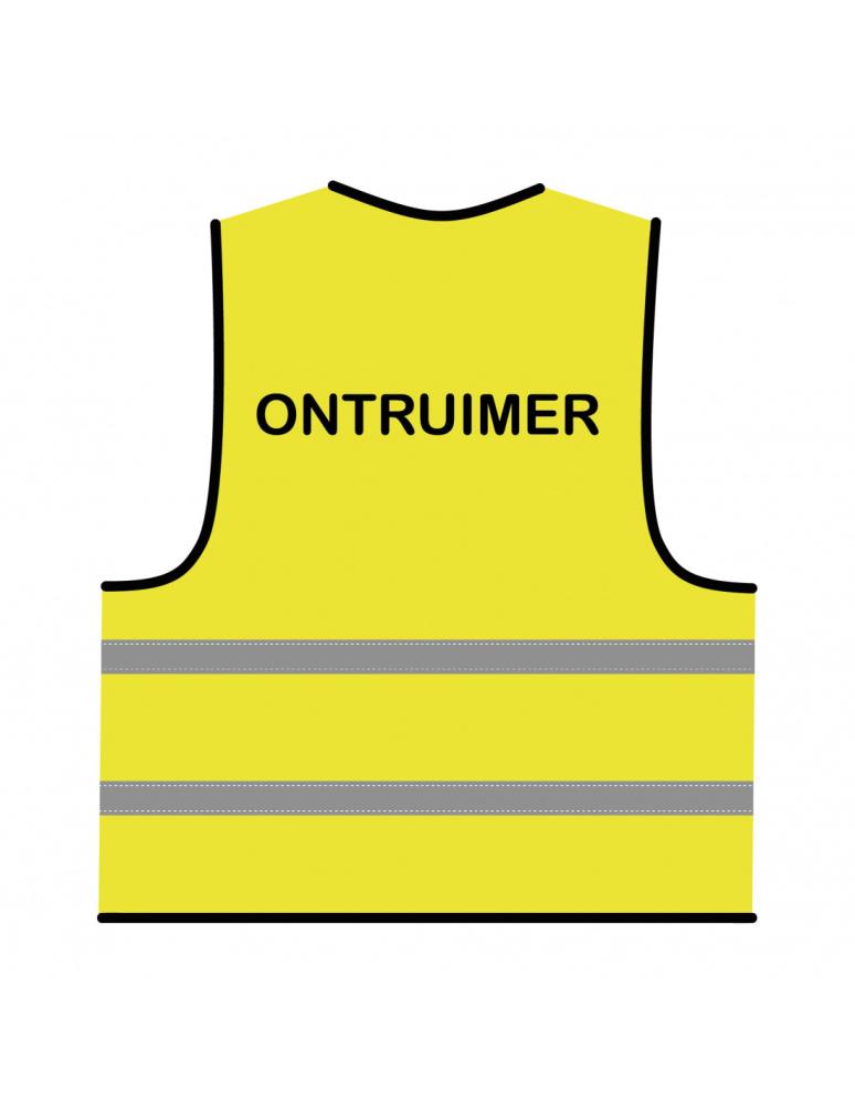 BHV veiligheidsvest, vlamvertragend fluor GEEL, XL opdruk "ONTRUIMER" borst en rug