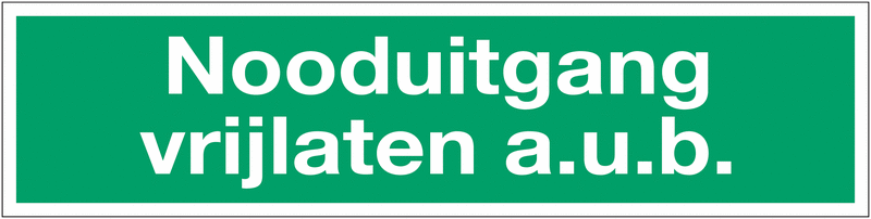 Sticker Nooduitgang vrijlaten a.u.b vinyl 90x250mm