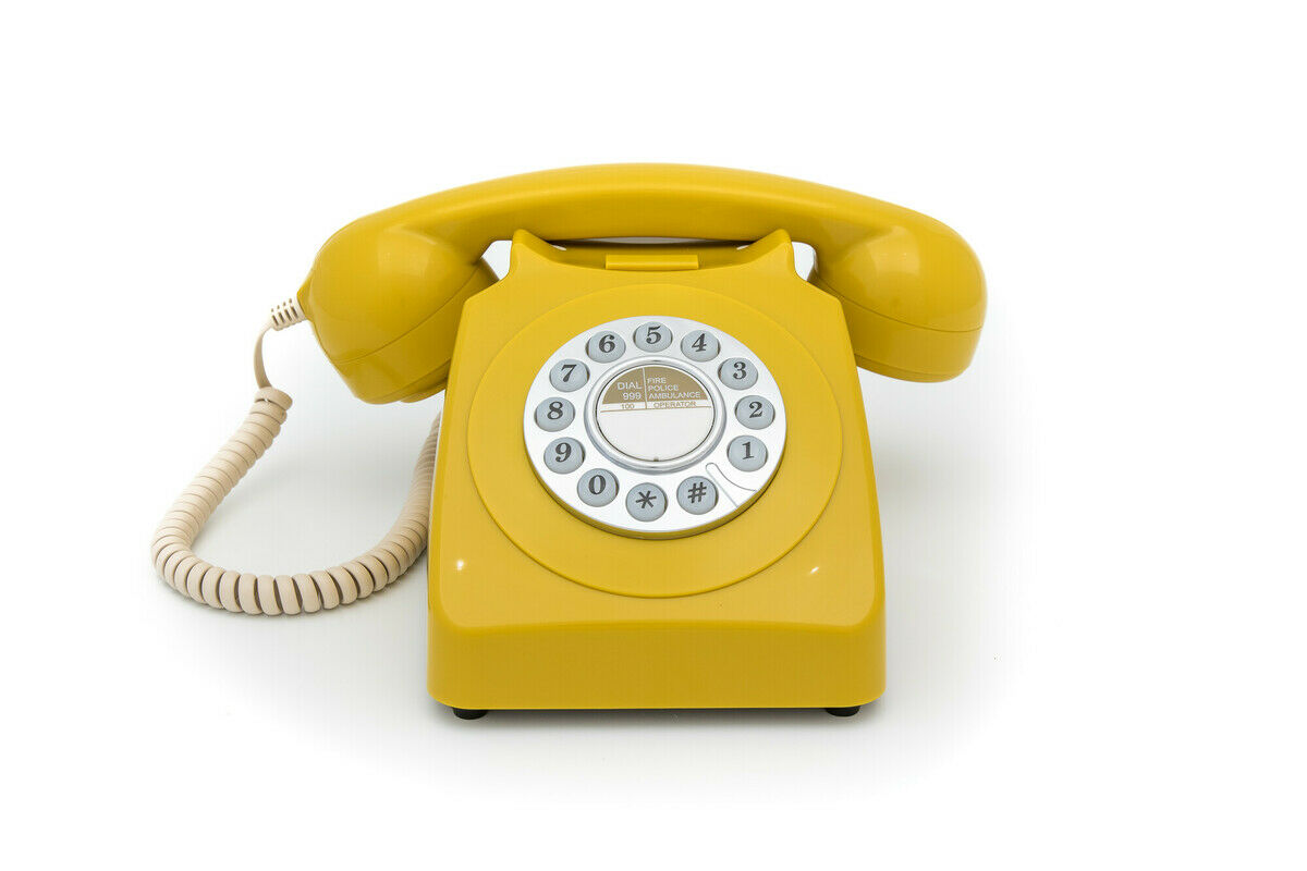 GPO 746 telefoon klassiek jaren ‘70 ontwerp mosterd