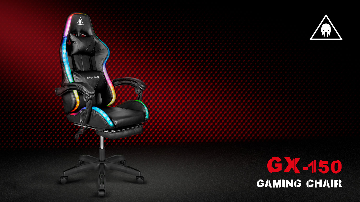Krüger & Matz Warrior GX-150 LED gamestoel zwart