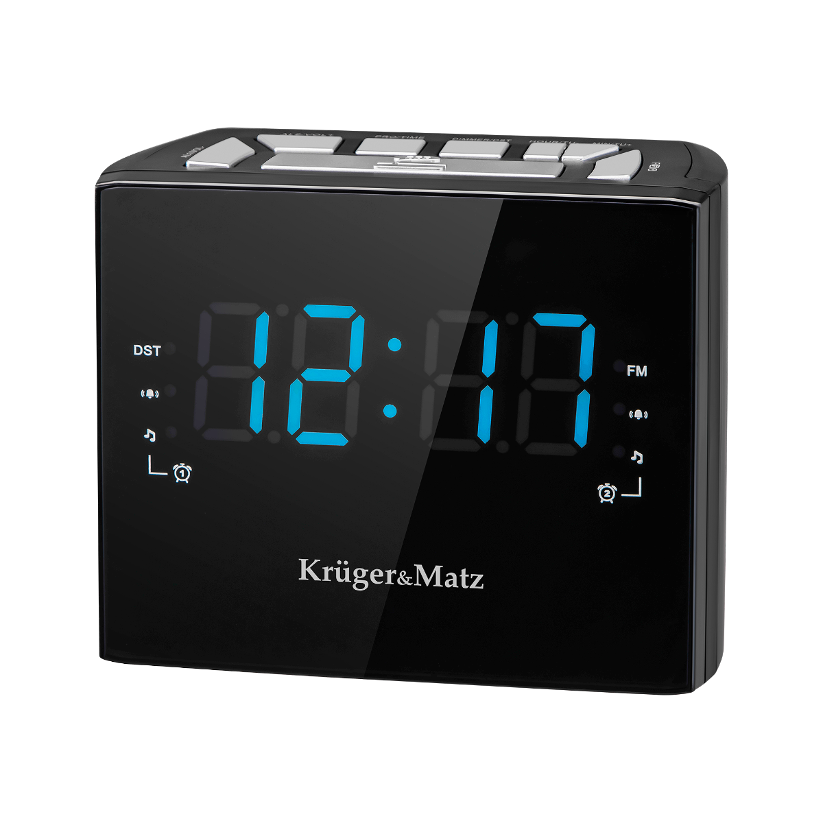 Krüger & Matz FM wekkerradio, zwart 