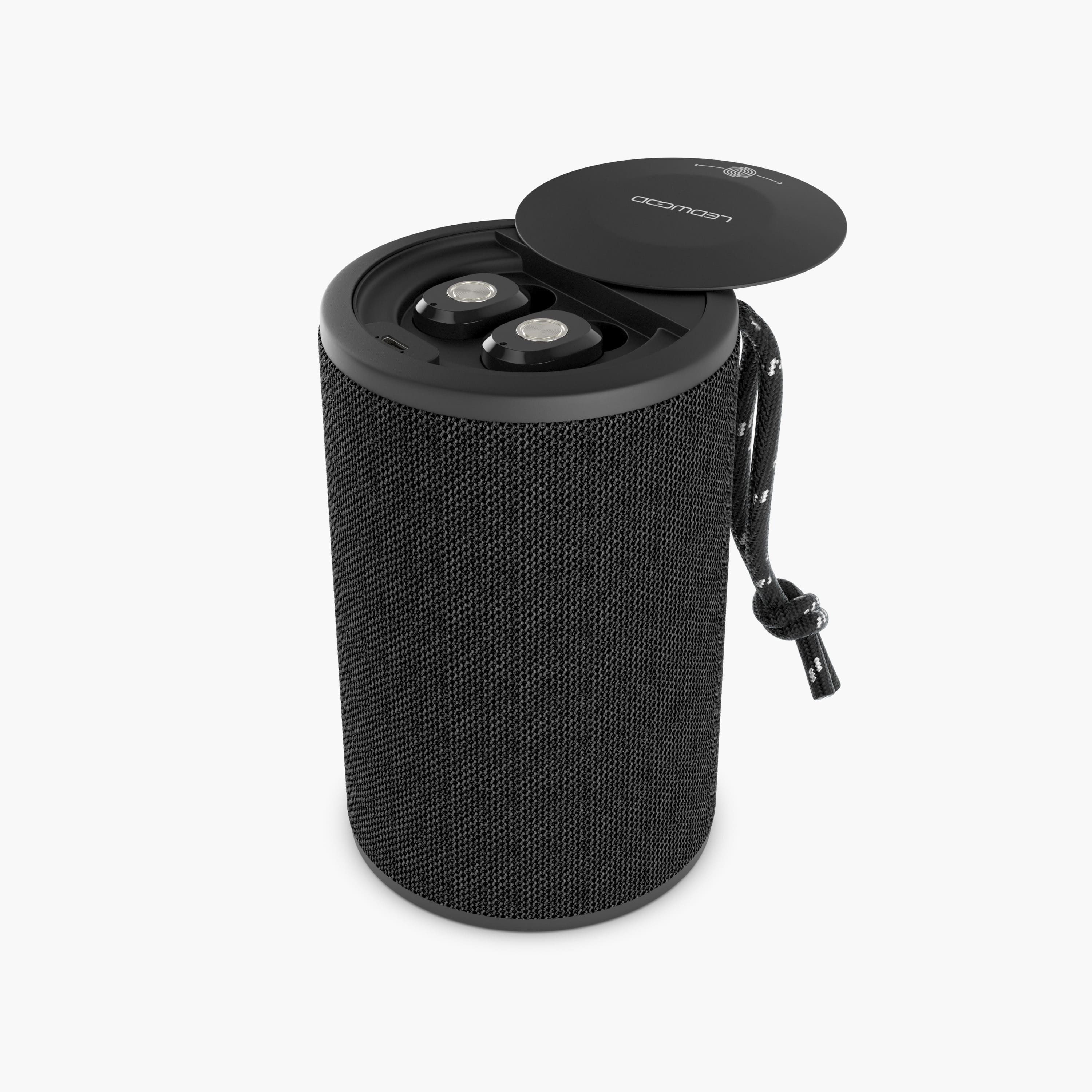 Ledwood DUAL ST9 Bluetooth speaker + earphones, zwart