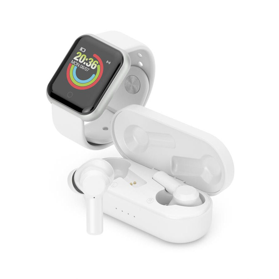 Ledwood URBAN TWS earphones en smartwatch, wit