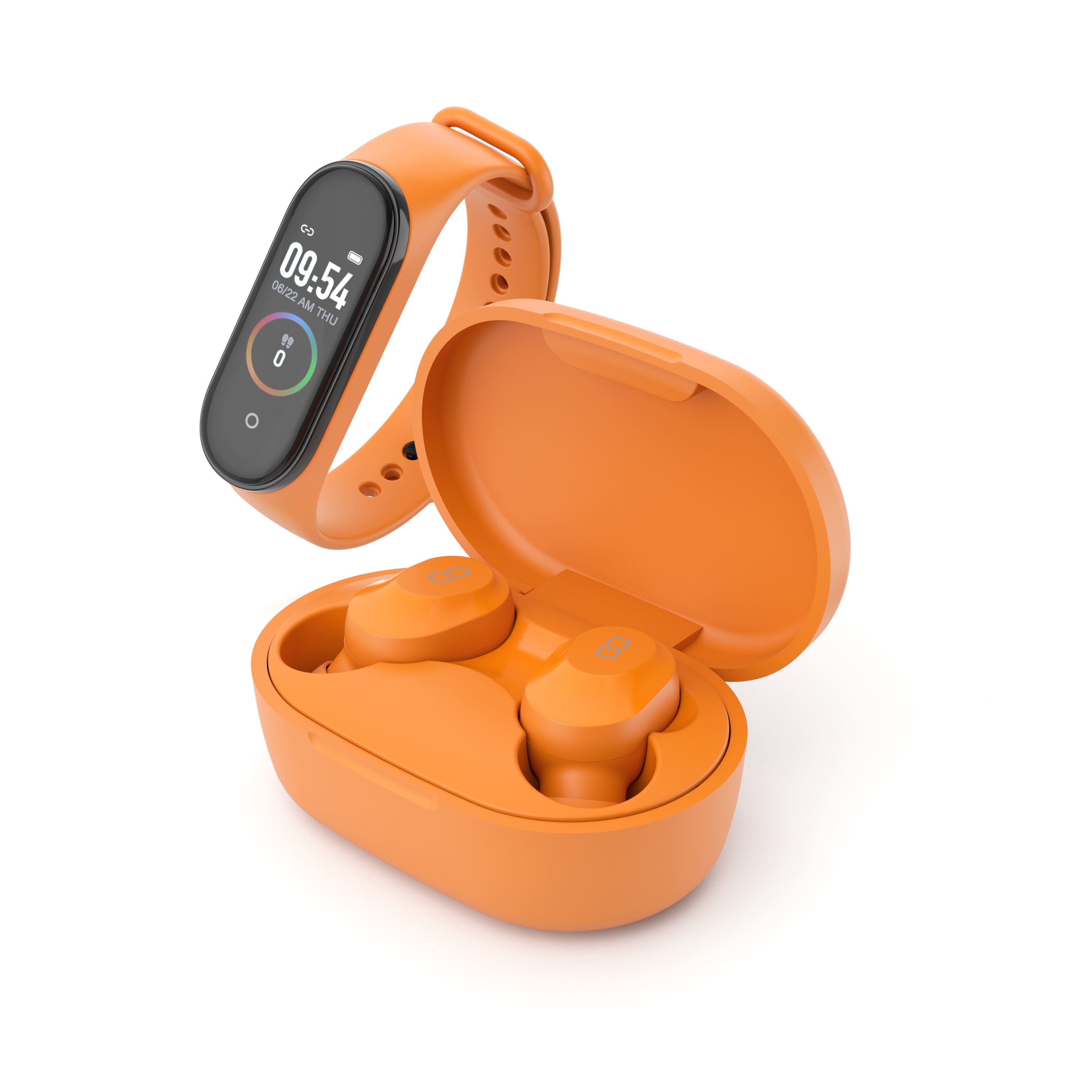 Ledwood KEPLER TWS earphones en activity tracker, oranje