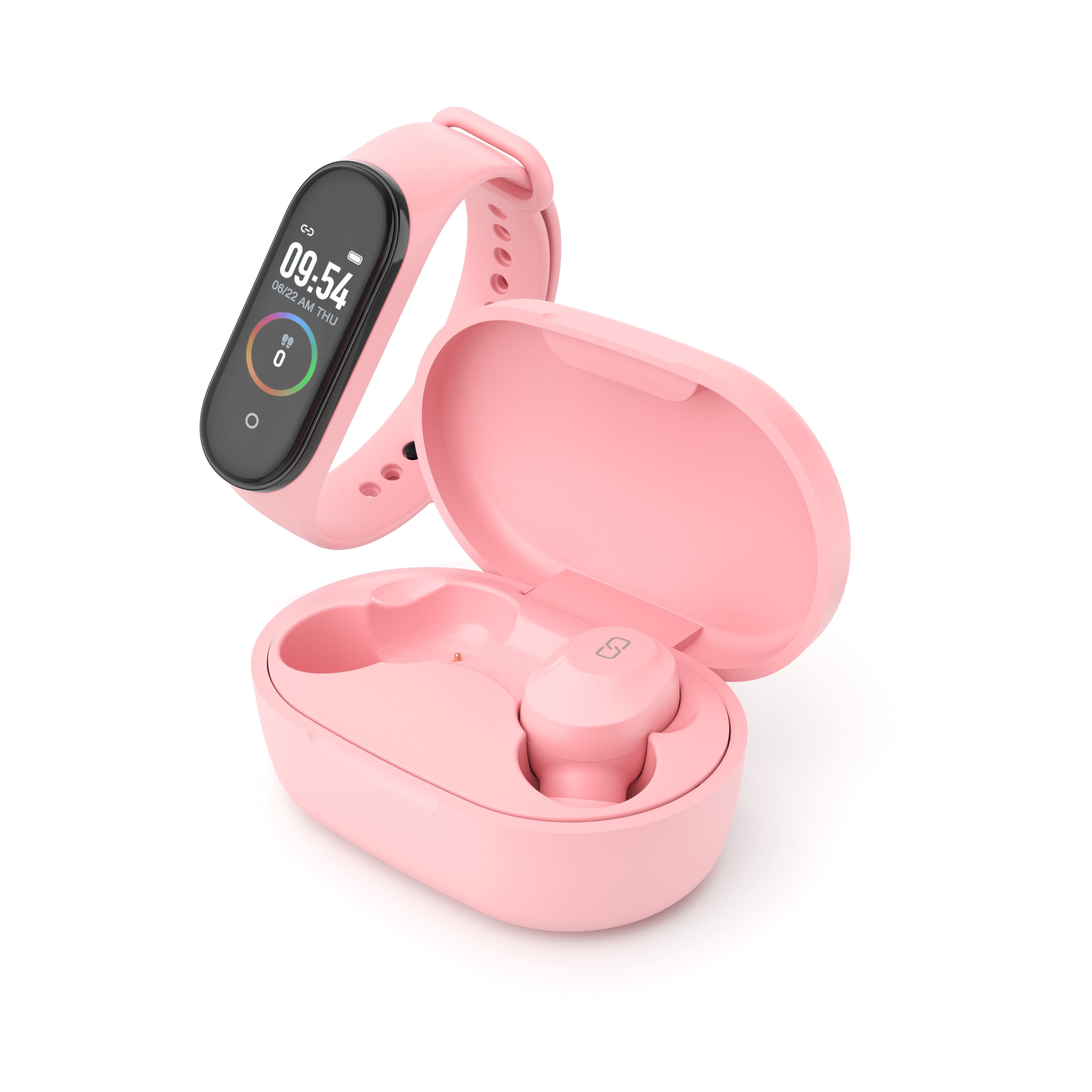 Ledwood KEPLER TWS earphones en activity tracker, roze