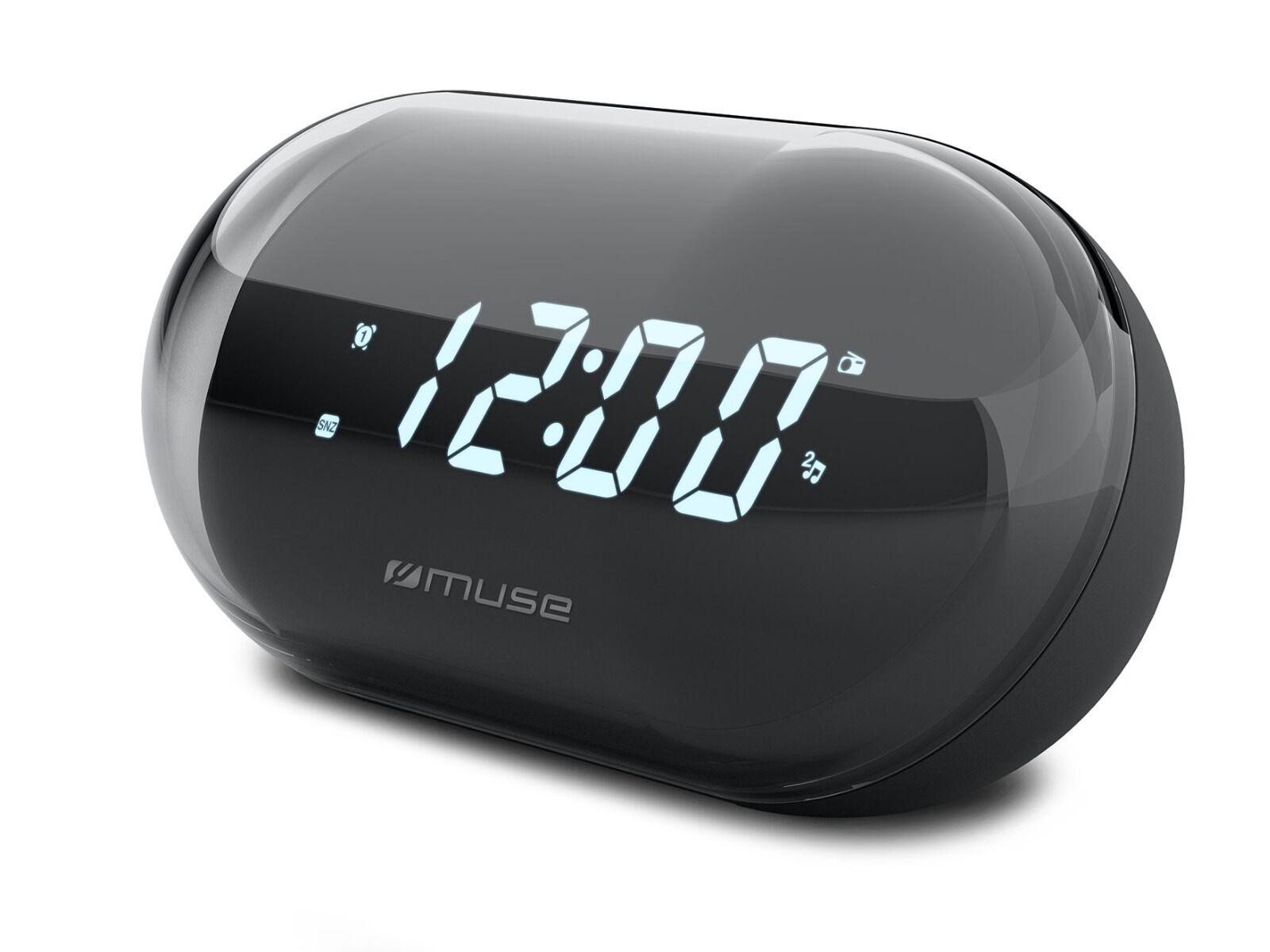 Muse FM wekkerradio dubbel alarm, zwart