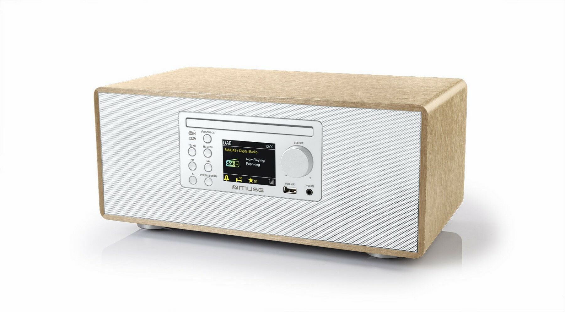 Muse Micro systeem DAB+, bluetooth, CD-speler, en USB wit