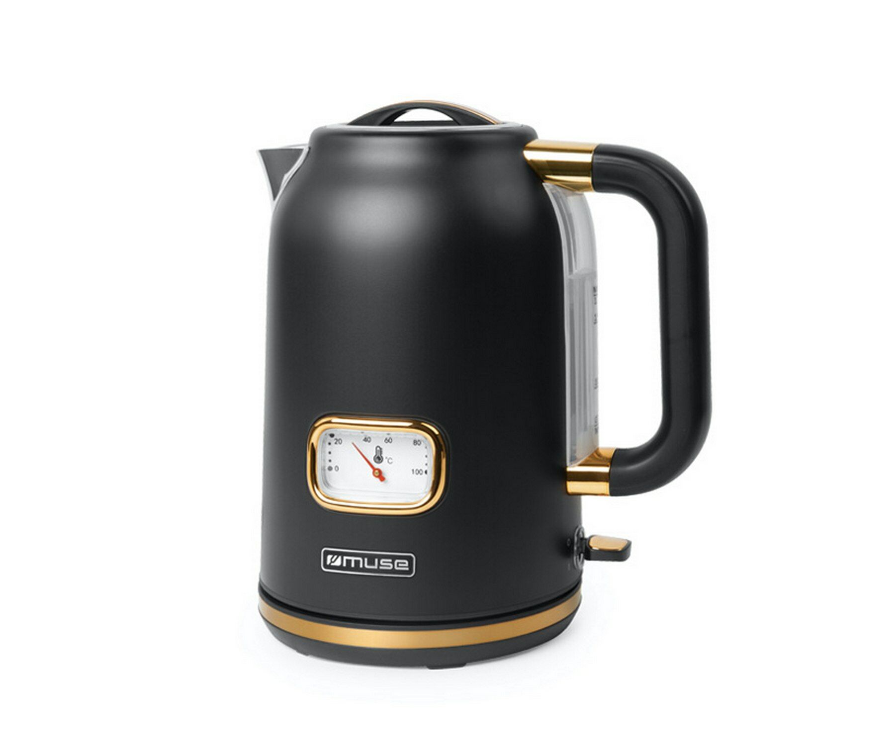 Muse elektrische waterkoker, 1,7 L, zwart/messing