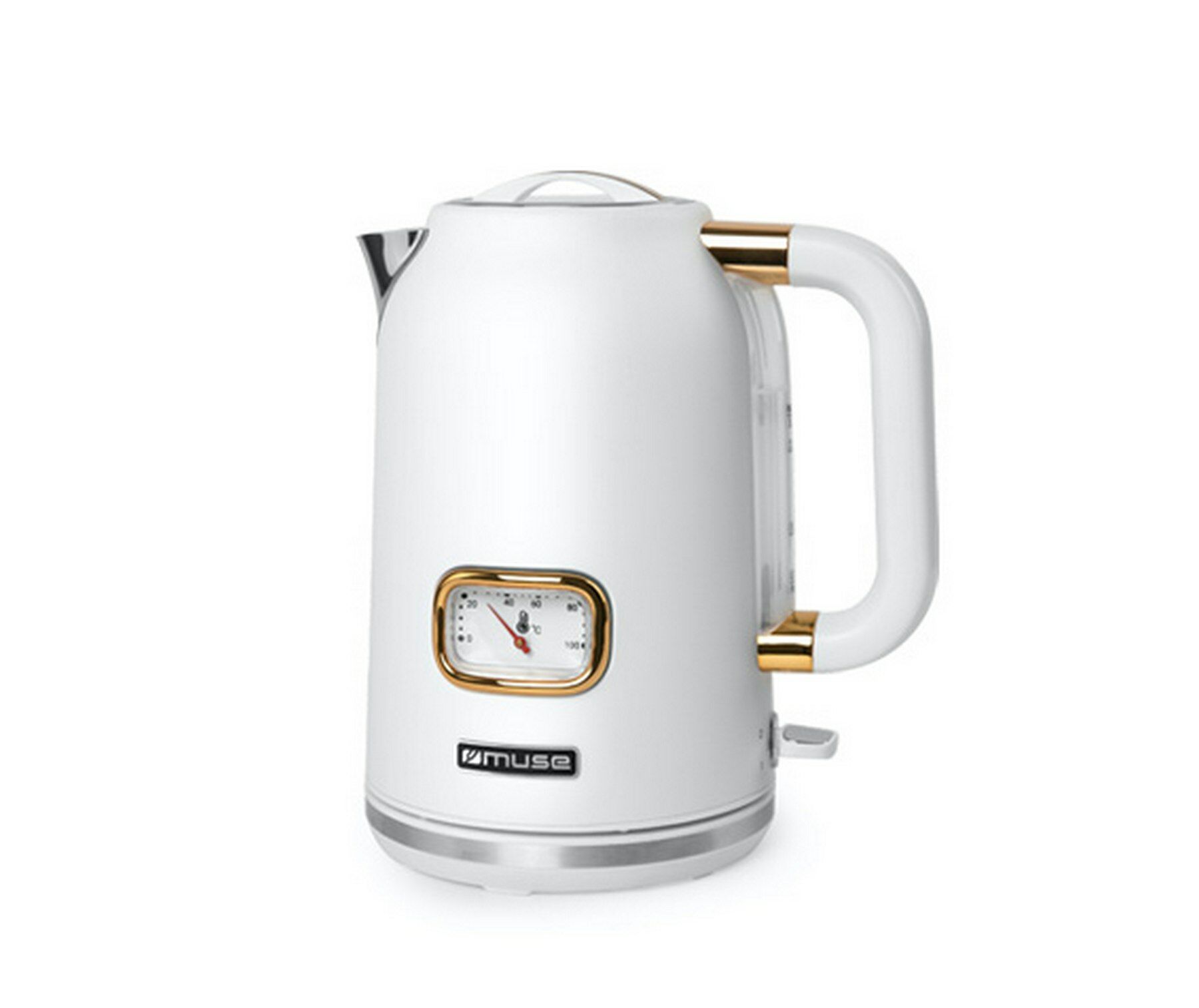 Muse elektrische waterkoker, 1,7 L, wit/messing