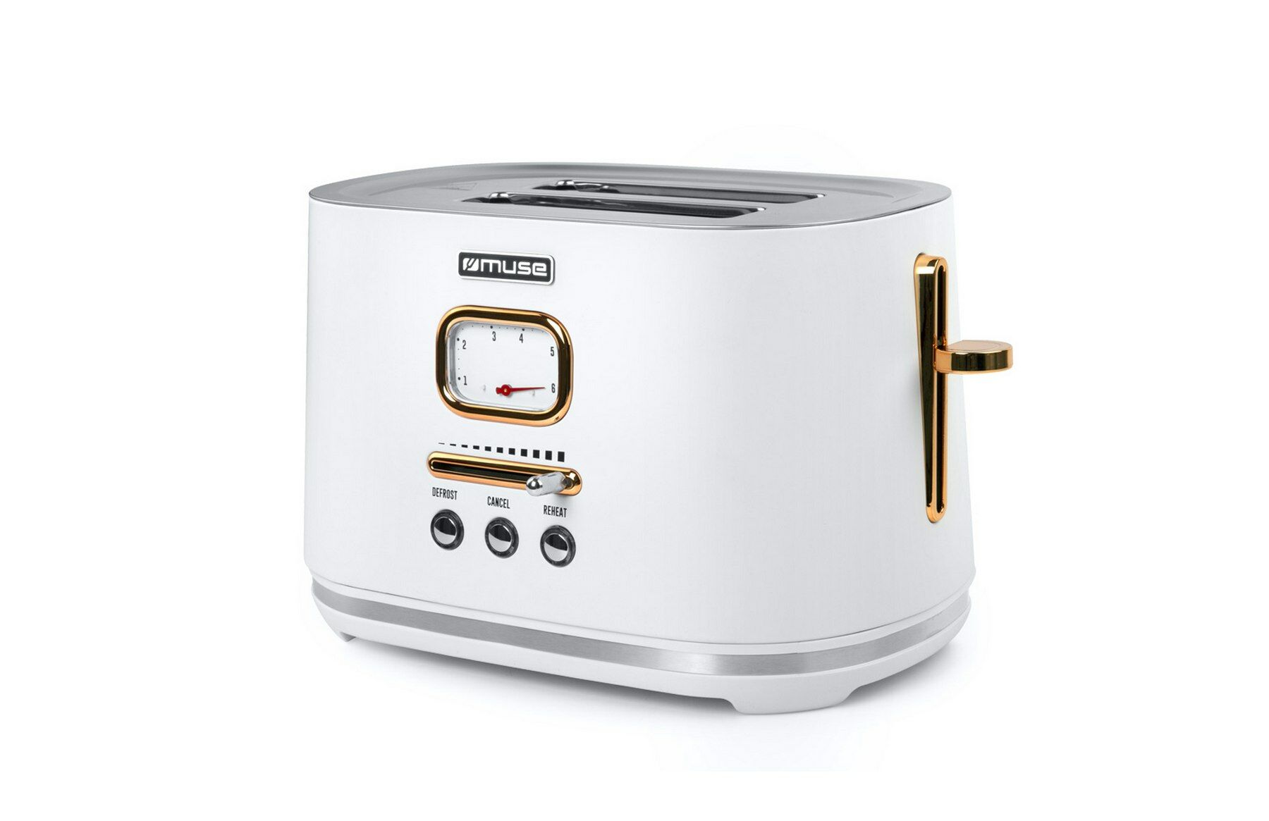 Muse broodrooster, 1.000 W, wit/messing