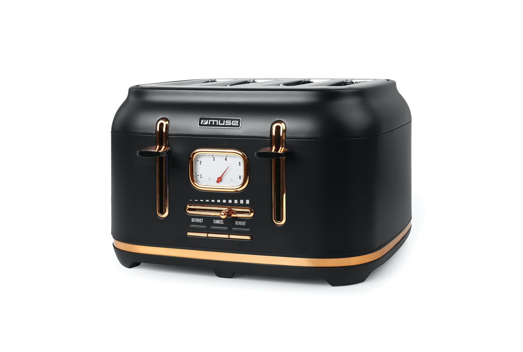 Muse broodrooster, 4 toasts, 1.800 W, zwart/messing