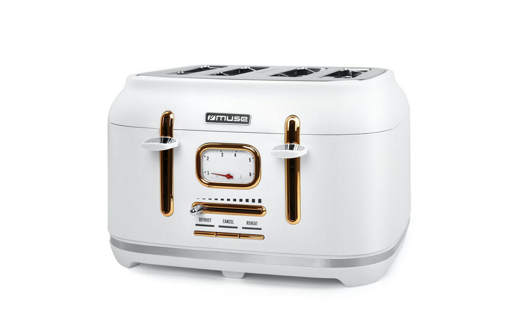 Muse broodrooster, 4 toasts, 1.800 W, wit/messing