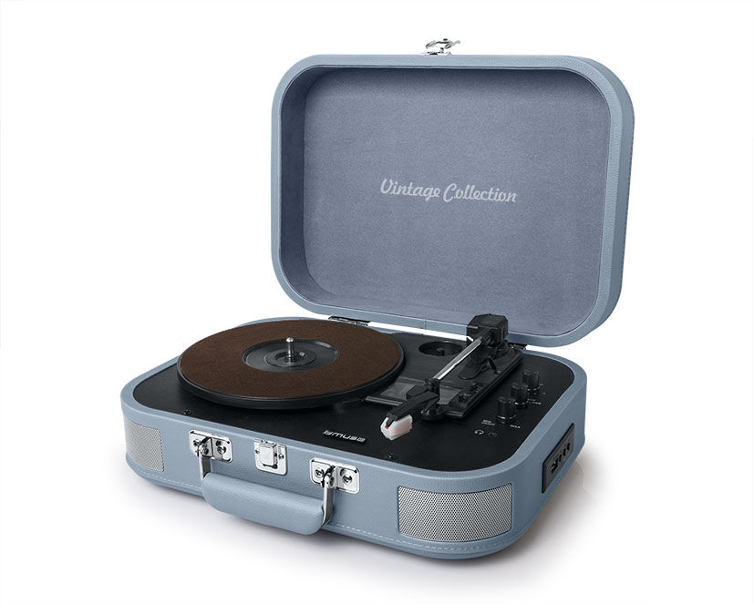 Muse bluetooth platenspeler met encoding functie blauw   