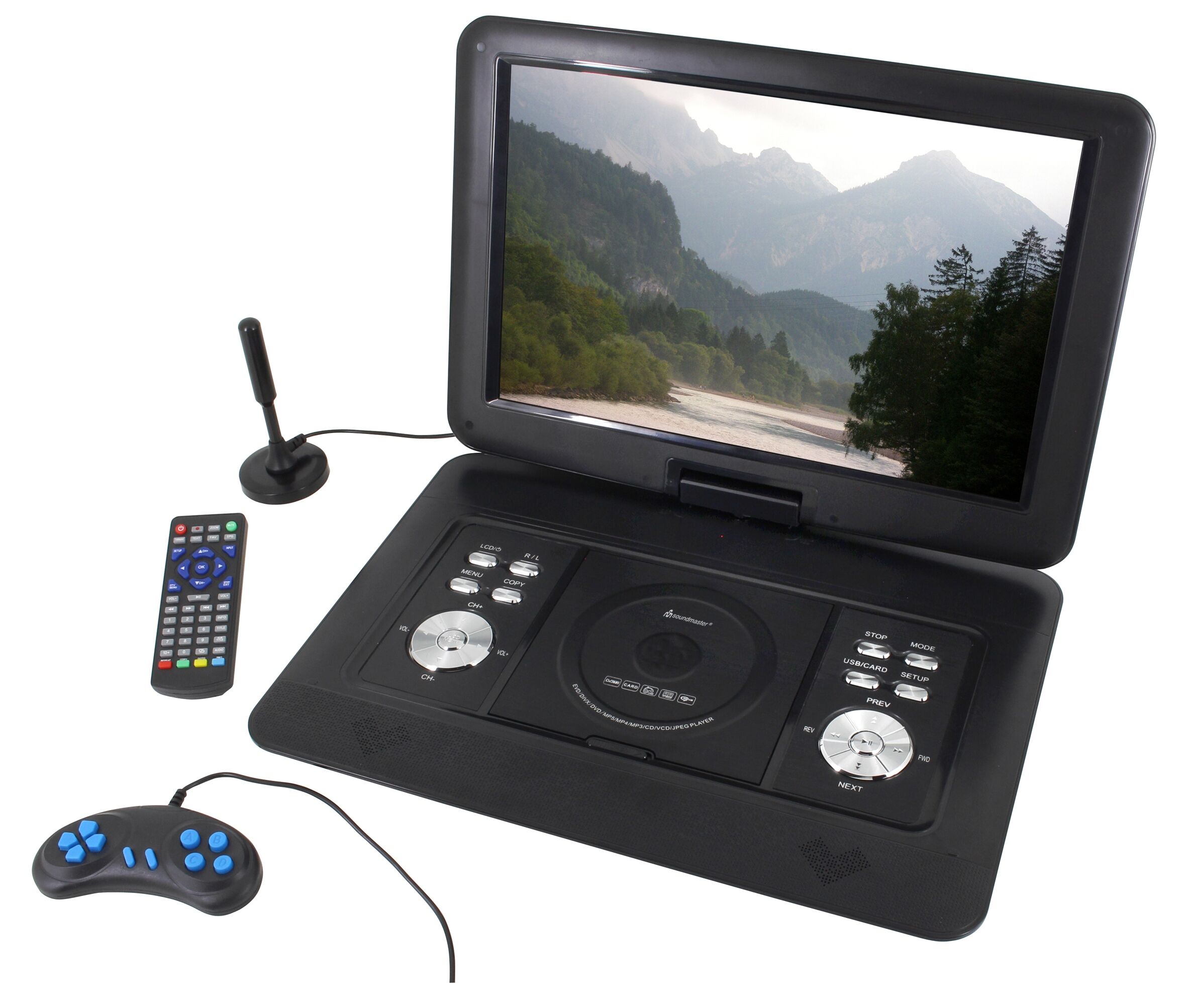 Soundmaster Portable DVD speler met DVB-T2 HD-tuner LCD scherm 