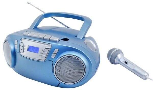Soundmaster CD, radio, cassettespeler, USB en microfoon blauw