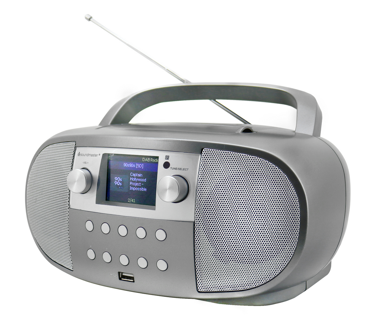 Soundmaster CD Boombox, Internet- DAB+radio en Bluetooth titan