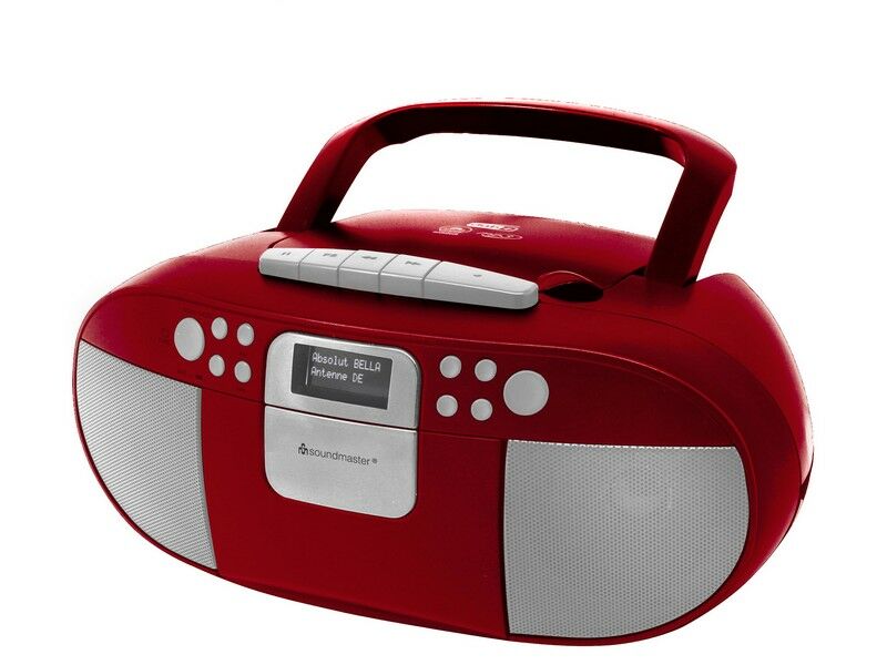 Soundmaster Boombox stereo DAB+, cassette, CD en USB, rood