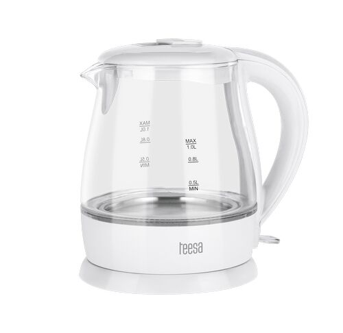 Teesa Draadloze elektrische glazen waterkoker, wit