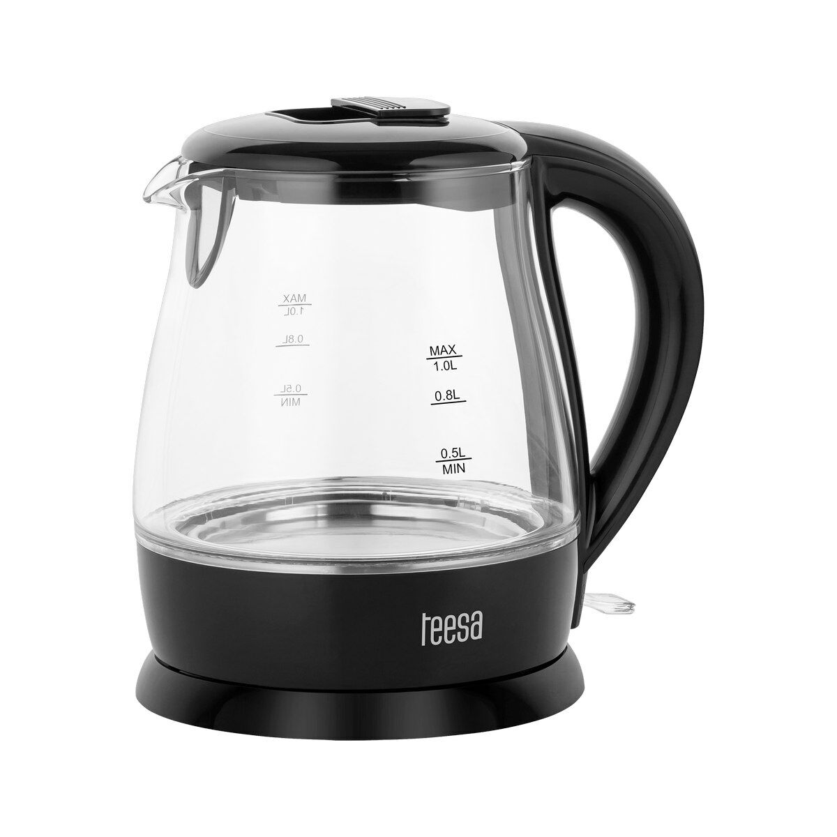 Teesa Draadloze elektrische glazen waterkoker, zwart
