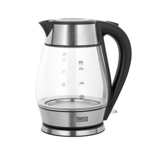 Teesa Elektrische glazen waterkoker, RVS / zwart
