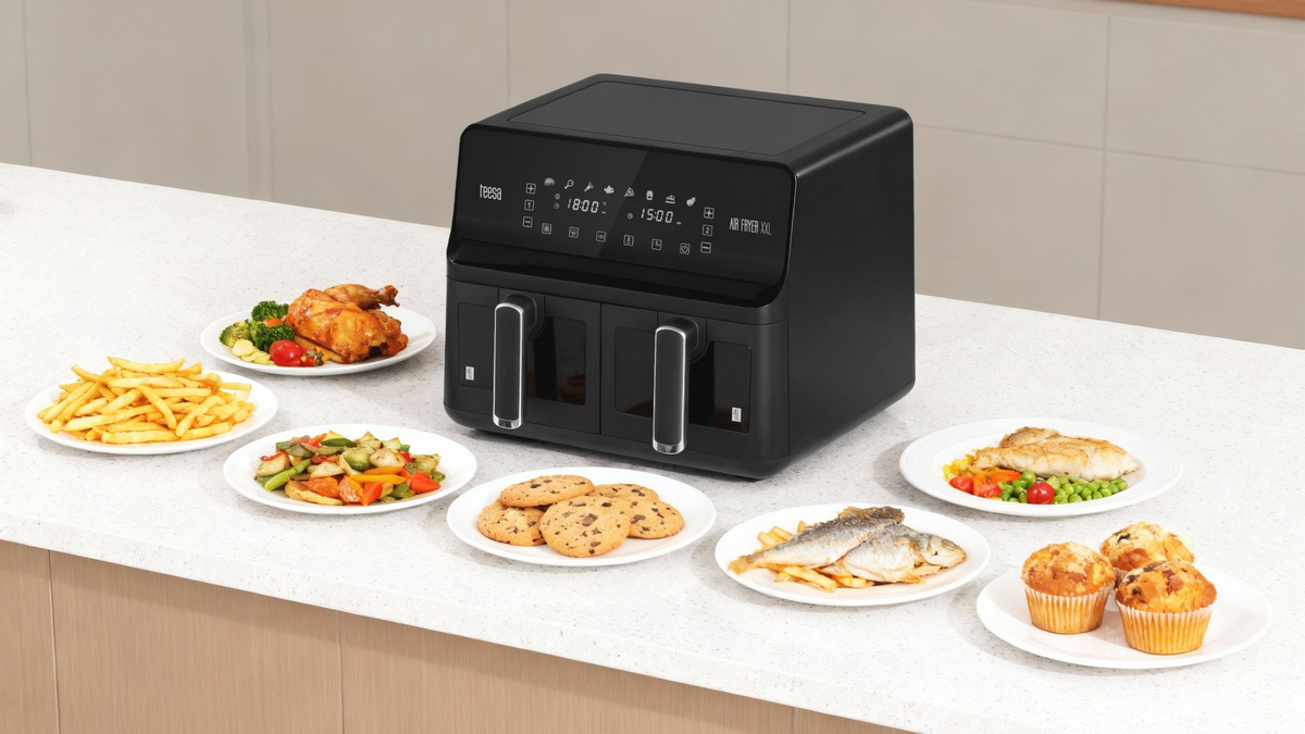 Teesa dubbele Airfryer XXL vetvrije friteuse, 8 ltr, 2700W