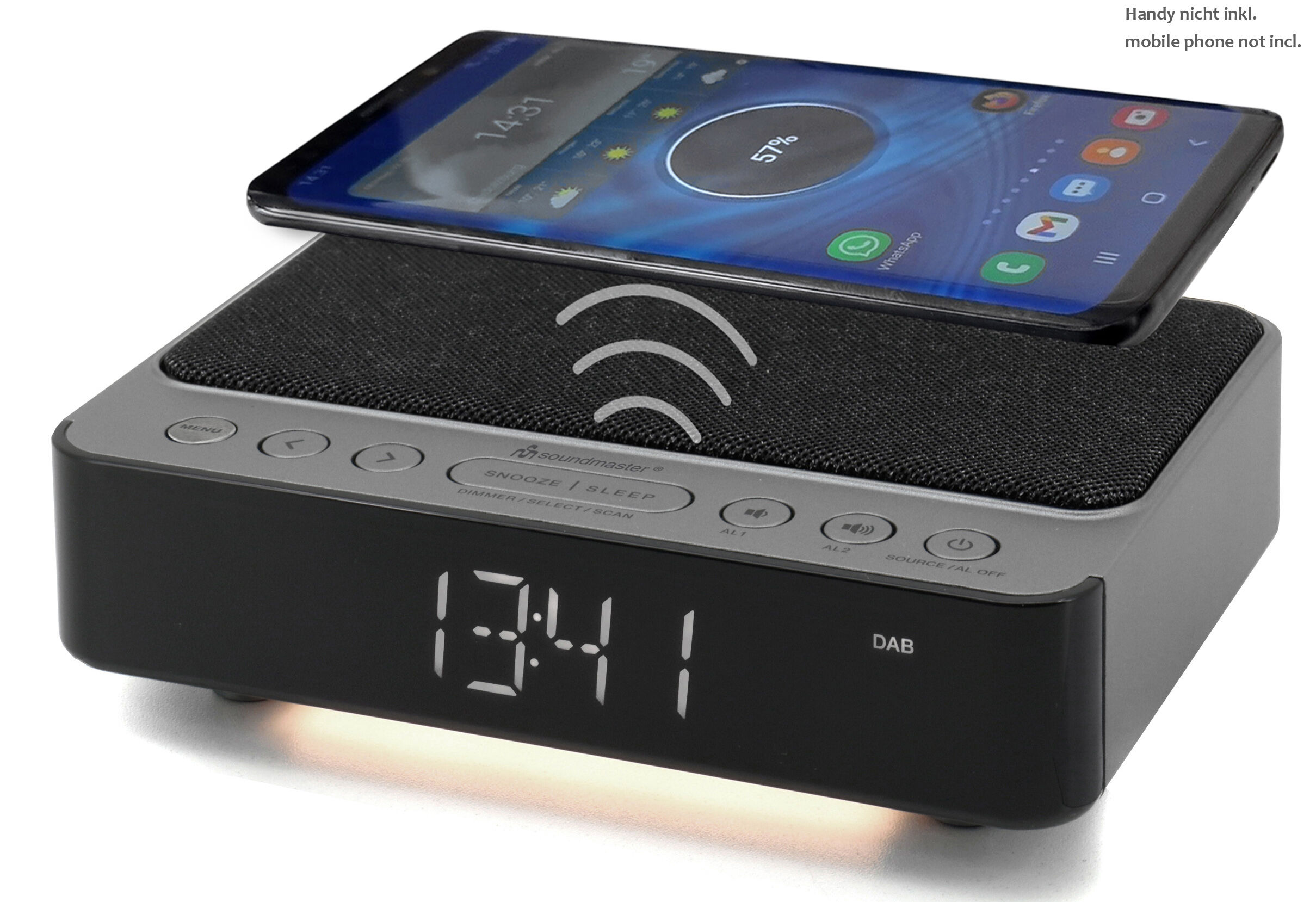 Soundmaster DAB+ wekkerradio met QI laadfunctie