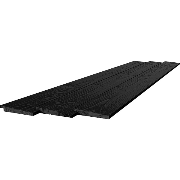 Potdekselplanken douglas 12-25x195x4000mm zichtzijde fijnbezaagd, 2x rondom zwart gespoten (R-H)