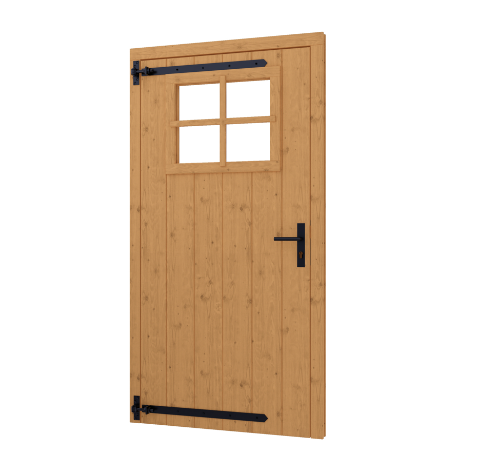 DOUGLAS Opgeklampte deur enkel LD met RAAM 930x1950+kozijn1064x2021mm onbeh, excl H&S