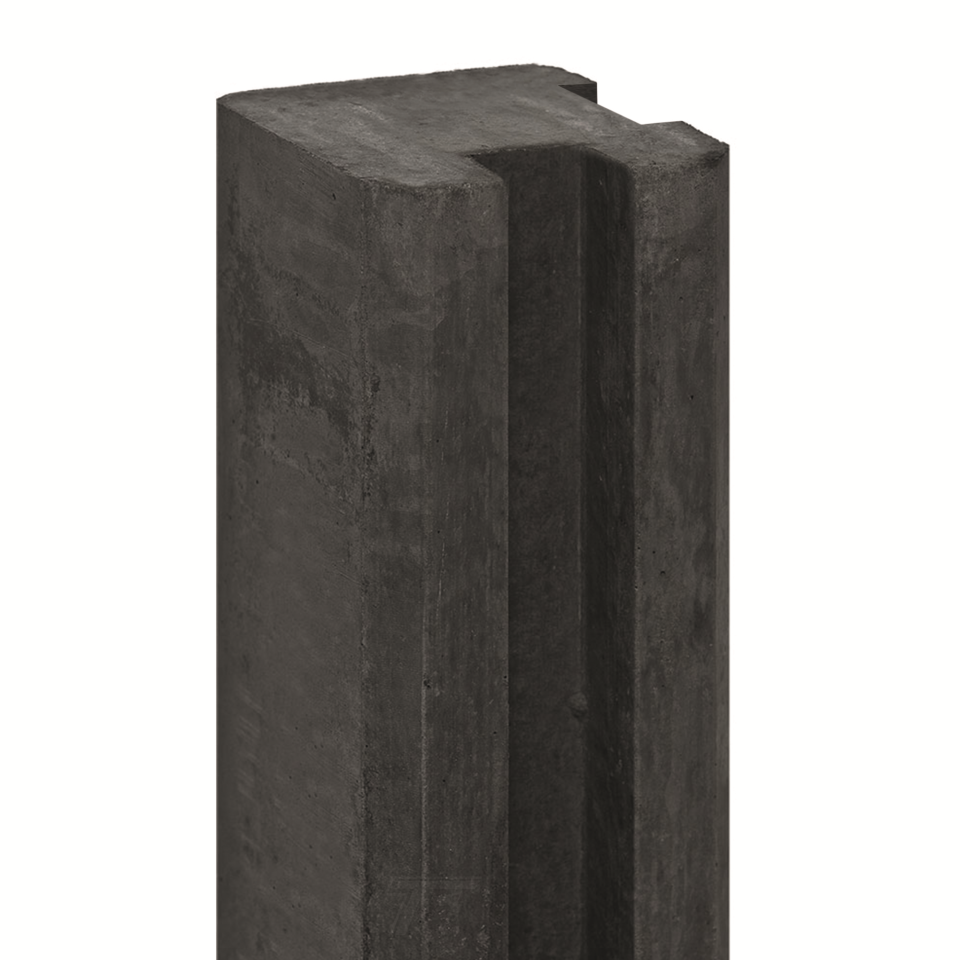 Beton sleufpaal 115x115x2800mm- Hoekpaal Antraciet met vellingkant