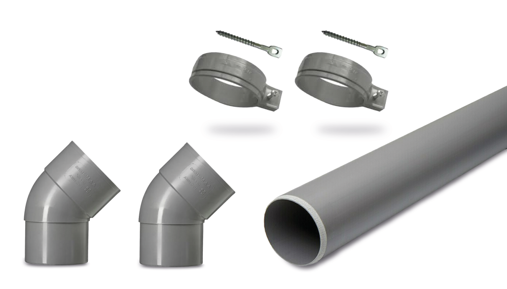 PVC Afvoerset t.b.v. platdak - onderuitloop 