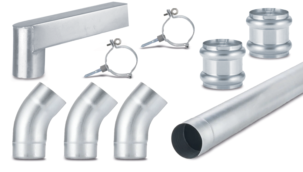 Zinken afvoerset platdak, met stadsuitloop 